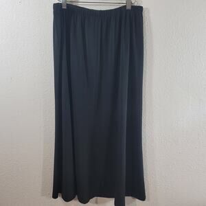 TanJay Black A Line Elastic Waist Pleated Maxi Skirt Medium Lightweight Stretch